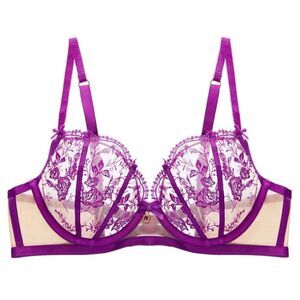 Dita Von Tesse NWT Shocking Violet femmoiselle demi lace bra lingerie SIZE 36D